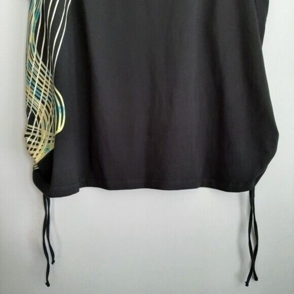 AE SPORT Athletic Tank Top Ruched Sides Black Wave Pattern Sz 4X - Picture 4 of 9